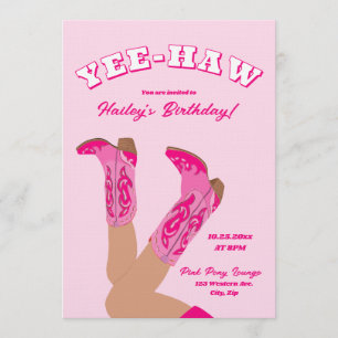 Pink Cowgirl Birthday Invitation