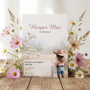 Pink Cowgirl Birthday Invitation Farm Theme