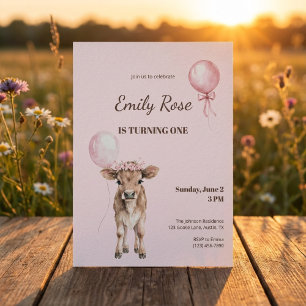 Pink Cowgirl Birthday Invitation Farm Theme