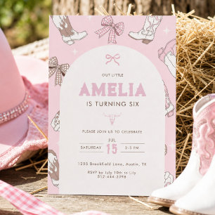 Pink Cowgirl Birthday Invitation Western Coquette