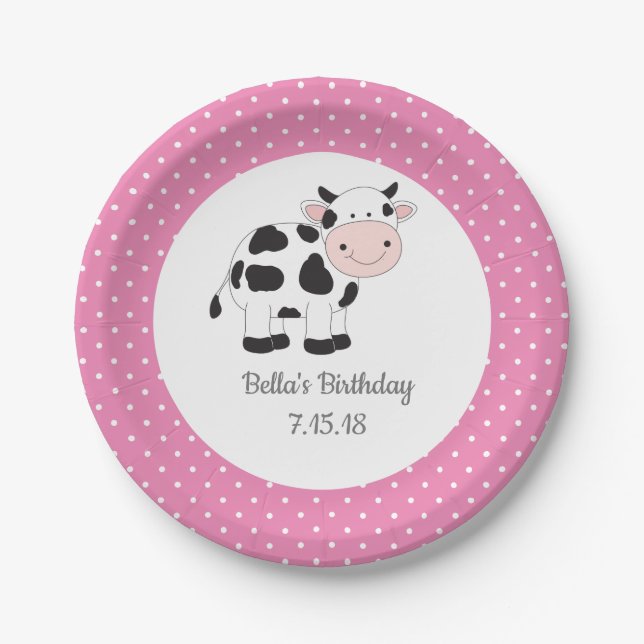 Pink Cowgirl Birthday Paper Plates (Front)