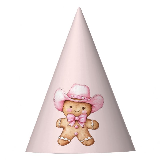 Pink Cowgirl Birthday Party Hat (Front)