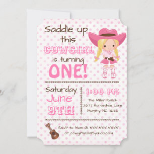 Pink Cowgirl Birthday Party Invitation