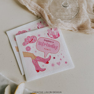 Pink Cowgirl Birthday Party Let's Go Girls Party Napkin