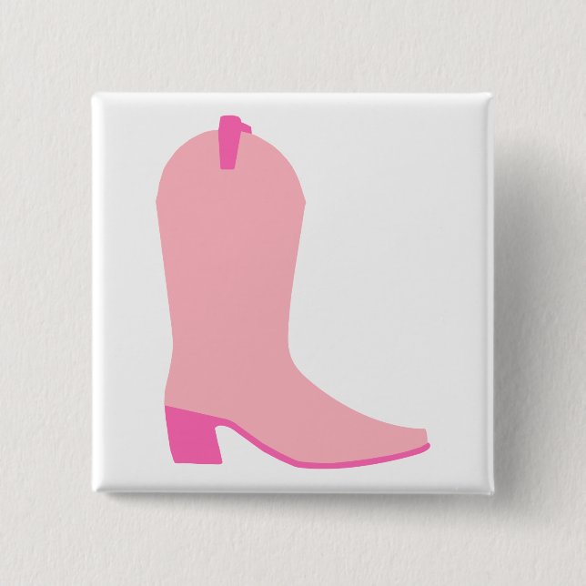 Pink Cowgirl Boot 15 Cm Square Badge (Front)