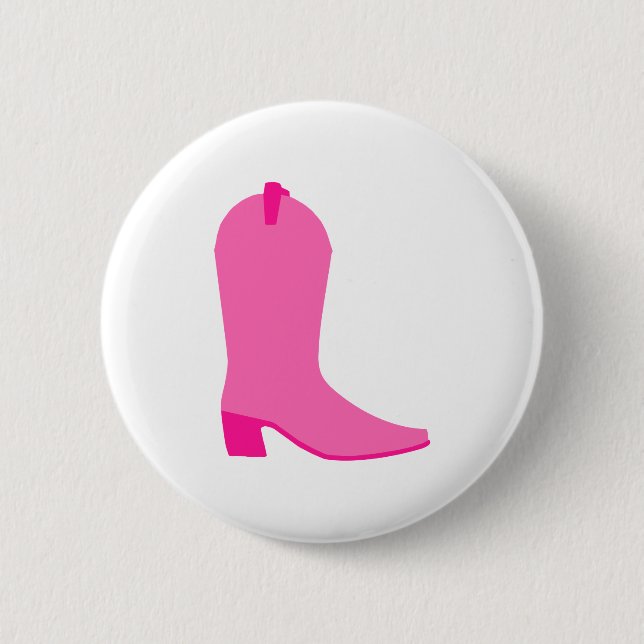 Pink Cowgirl Boot 6 Cm Round Badge (Front)