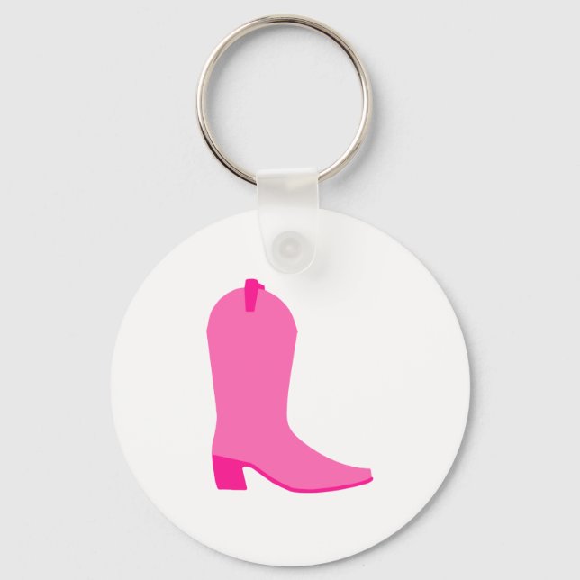 Pink Cowgirl Boot Key Ring (Front)