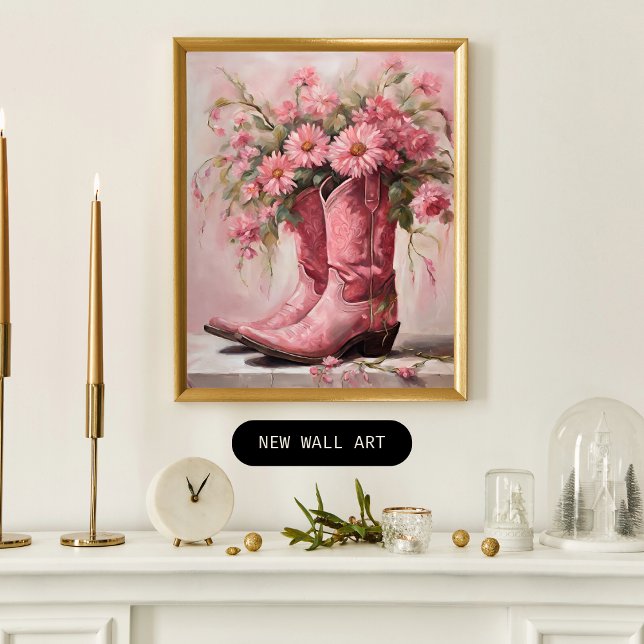 Pink cowgirl Boots Painting Poster (Creator Uploaded)