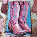 Pink Cowgirl Boots Planner<br><div class="desc">Beautiful design of pink cowgirl boots on a blue background perfect for daily planning.</div>