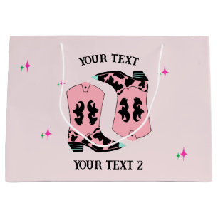 Pink Cowgirl Boots Rodeo  Large Gift Bag