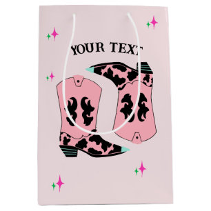 Pink Cowgirl Boots Rodeo  Medium Gift Bag