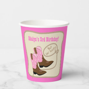 Pink Cowgirl Boots Western Birthday Party Paper Cu Cups