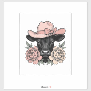 Pink Cowgirl Calf with Peonies Vintage Vector_1