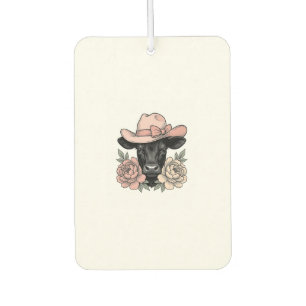 Pink Cowgirl Calf with Peonies Vintage Vector_1 Car Air Freshener