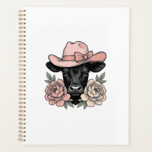 Pink Cowgirl Calf with Peonies Vintage Vector_1 Planner