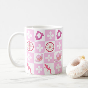 Pink Cowgirl Checkered with Flower Coffee Mug