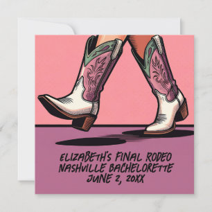 Pink Cowgirl Coquette Boots Bachelorette Invitation