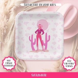 Pink Cowgirl Country Coquette Western Paper Plate