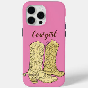 Pink Cowgirl Cowboy Boots iPhone 15 Pro Max Case