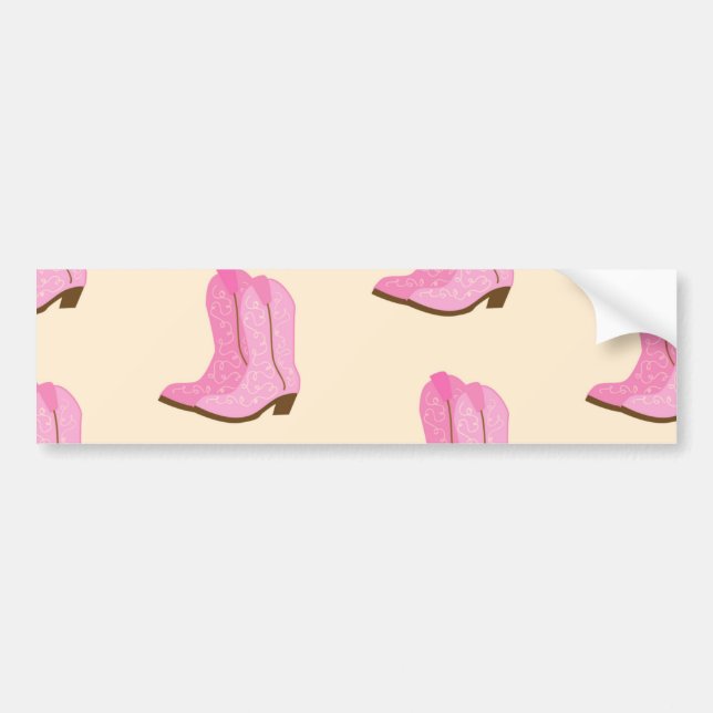 Pink Cowgirl Cowboy Boots Country Texas Ranch Bumper Sticker (Front)