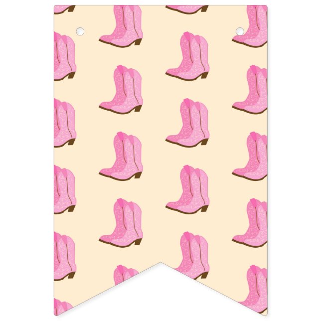 Pink Cowgirl Cowboy Boots Country Texas Ranch Bunting (First Flag)