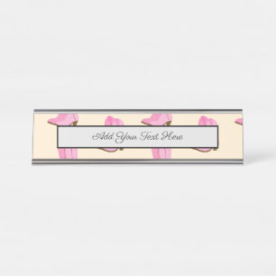 Pink Cowgirl Cowboy Boots Country Texas Ranch Desk Name Plate