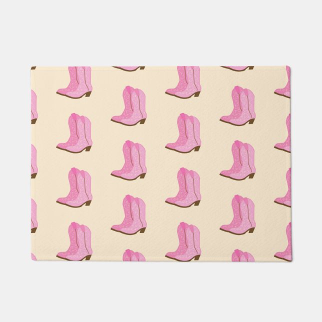 Pink Cowgirl Cowboy Boots Country Texas Ranch Doormat (Front)