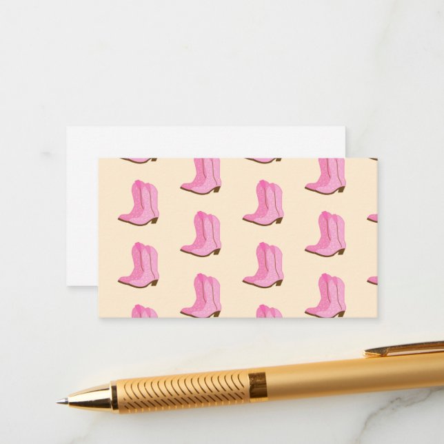 Pink Cowgirl Cowboy Boots Country Texas Ranch Enclosure Card (Front/Back In Situ)