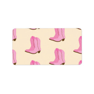Pink Cowgirl Cowboy Boots Country Texas Ranch Label