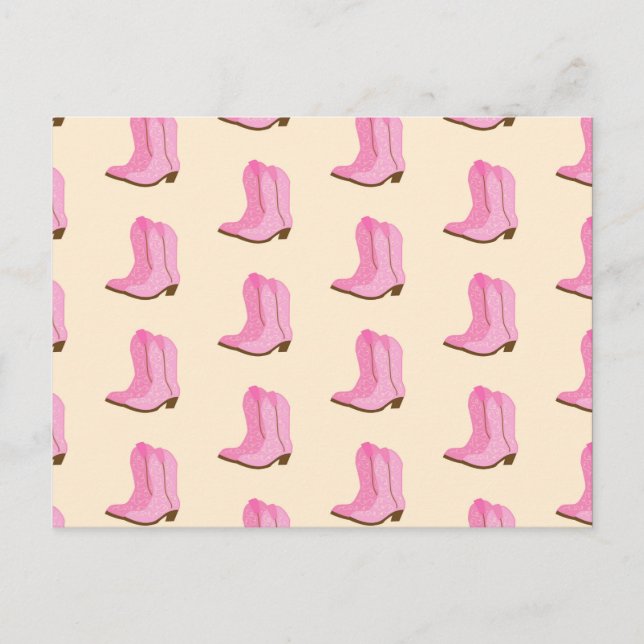 Pink Cowgirl Cowboy Boots Country Texas Ranch Postcard (Front)