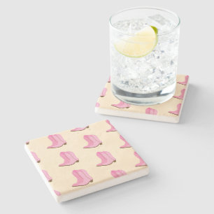 Pink Cowgirl Cowboy Boots Country Texas Ranch Stone Coaster