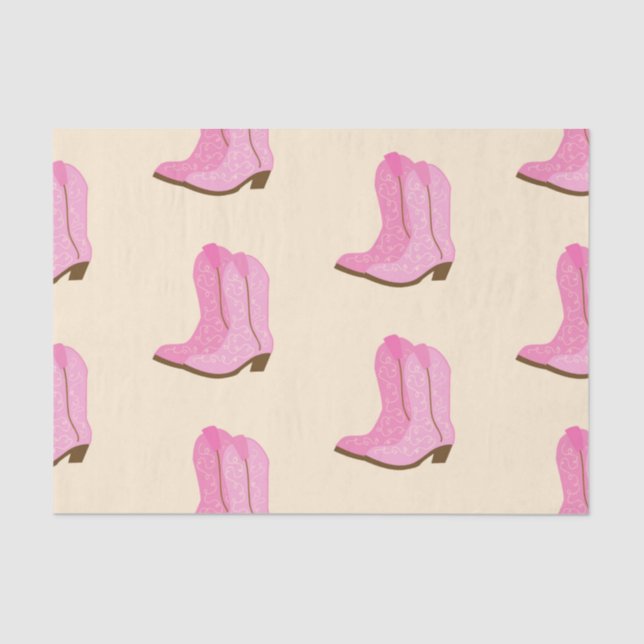 Pink Cowgirl Cowboy Boots Country Texas Ranch Tissue Paper (Front)