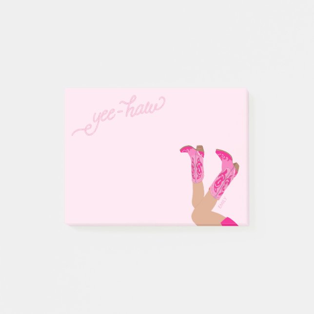 Pink Cowgirl Custom Name  Post-it Notes (Front)