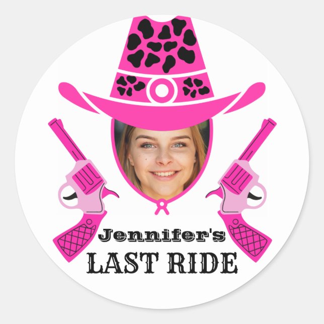Pink Cowgirl Custom Photo    Classic Round Sticker (Front)
