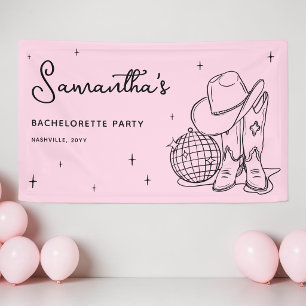 Pink Cowgirl Disco Last Rodeo Bachelorette Party Banner