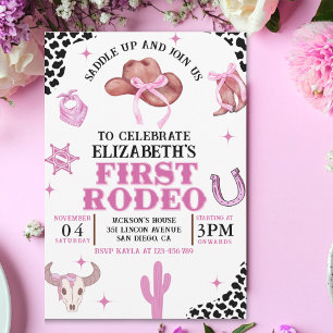 Pink Cowgirl First Rodeo Birthday Western Party  Invitation