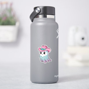 Pink Cowgirl Ghost with Leopard Print Sticker