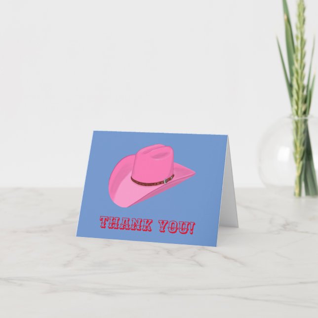 Pink cowgirl hat  thank you card (Front)