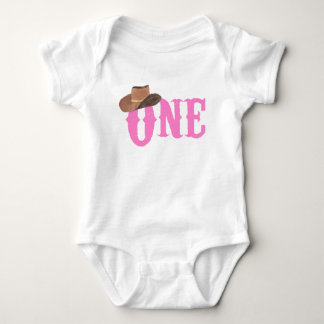 Pink Cowgirl Hat Themed ONE 1st Birthday Baby Bodysuit