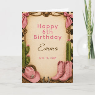 Pink Cowgirl Hoedown Birthday Party Card