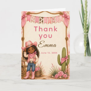 Pink Cowgirl Hoedown Birthday Party Thank You Card
