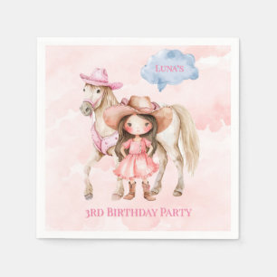 Pink Cowgirl Horse 00th Birthday Party Napkin