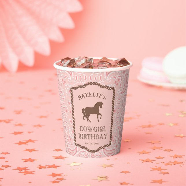 Pink Cowgirl | Horse Silhouette Party  Paper Cups (Insitu)