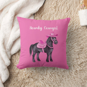 Pink Cowgirl Howdy Horse Cushion