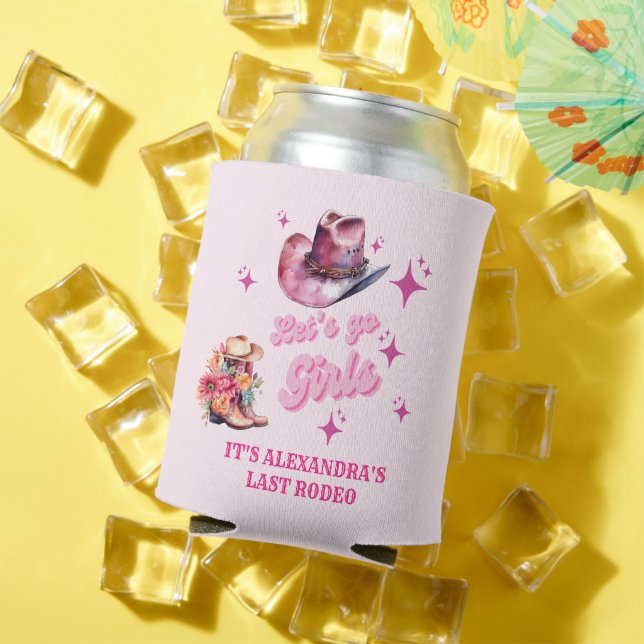 Pink Cowgirl Nashville Let's Go Girls Bachelorette Can Cooler (In Situ Summer)