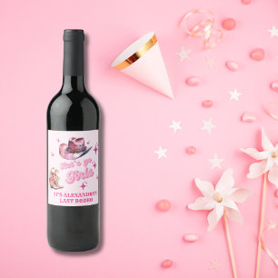 Pink Cowgirl Nashville Let's Go Girls Bachelorette Wine Label