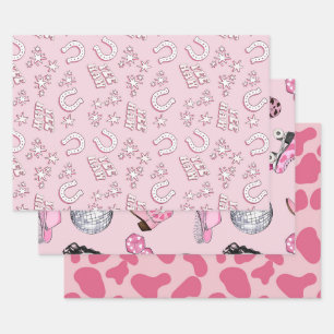 Pink Cowgirl Pattern  Wrapping Paper Sheet