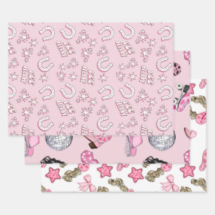 Pink Cowgirl Pattern  Wrapping Paper Sheet