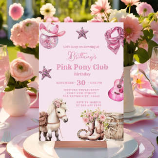 Pink Cowgirl Pony Party Celebration Birthday Invitation