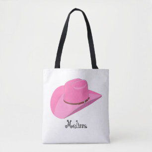 Pink cowgirl princess hat tote bag